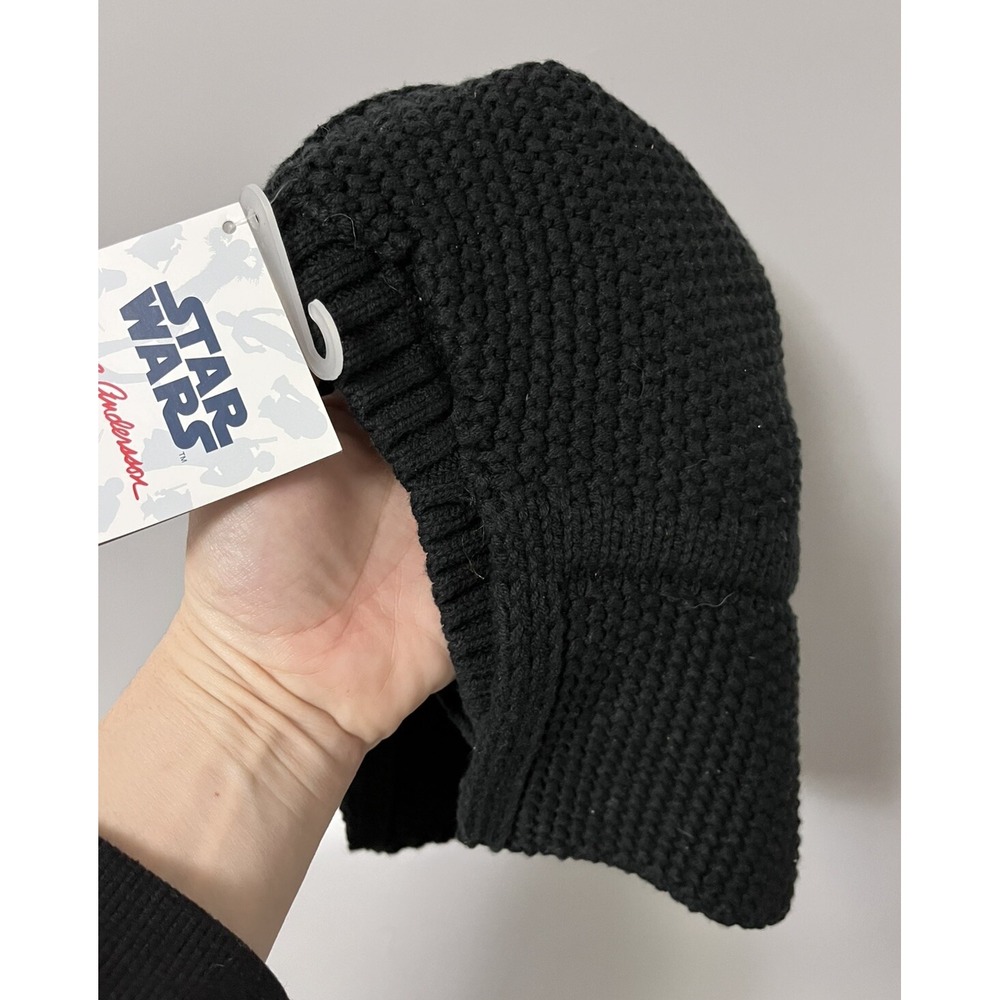 Hanna Andersson Black Darth Vader Beanie Hat - Star Wars Sweater Knit Sz S New!